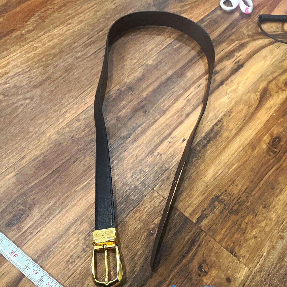 John Henry Men's Black Dress Belt Size 36 Gold Tone Buckle Made in Italy
